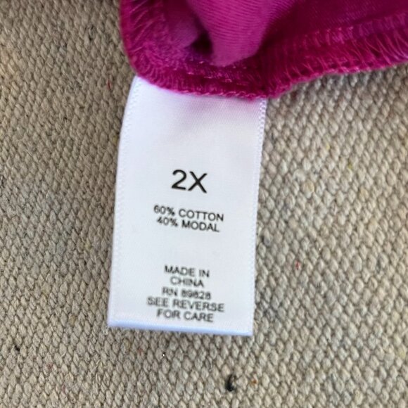 2 LOGO By Lori Goldstein Pink/Gold Summer Cotton Modal Tiered Midi Dress 2x - Picture 10 of 10